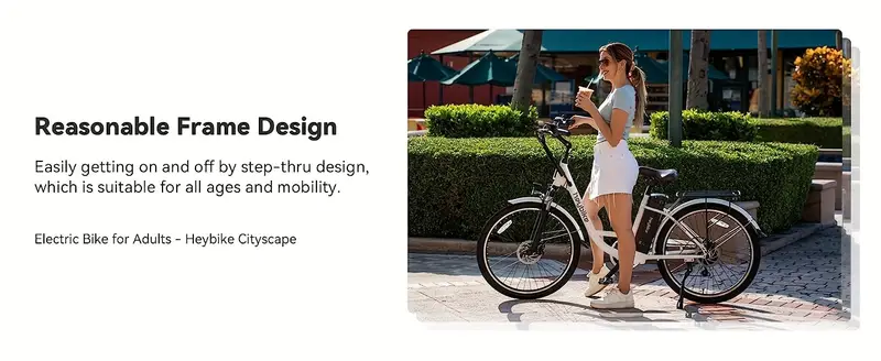 Bicicleta eléctrica     de 26 pulgadas, 350W (Pico 500W), Bicicleta eléctrica de   Cruiser, Hasta 40 millas, 20MPH, Batería extraíble, Amortiguador de doble suspensión de 7 velocidades, Adecuado para adultos detalles 3