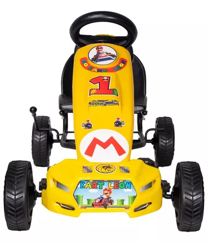 Vehículo a pedal auto/camioneta Go Kart León Mario Bros color azul