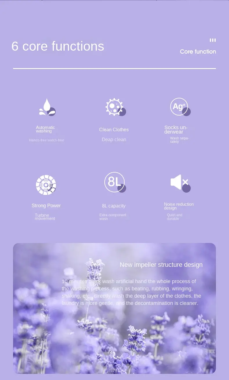 Mini lavadora plegable portátil de alta capacidad de 8 l con 3 modos de limpieza profunda Lavado semiautomático Secado suave por centrifugado para viajes en vehículos recreativos, campamentos detalles 2