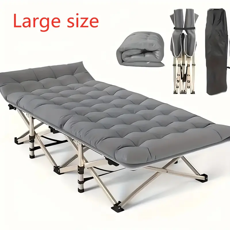 1 pza.s 75in cama plegable extragrande para exteriores, cama de camping con colchón de   cara, cama plegable portátil para invitados, cama para dormir   resistencia con bolsa de  , asientos de   para  ,   y pista. detalles 0