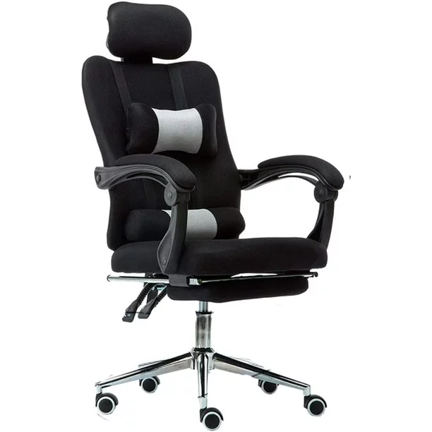 Silla Ejecutiva Ergonómica Con Altura Ajustable de Escritorio Sillón para Oficina con Reposacabezas Y Reposapies Incluye Cojín Lumbar Lumax Color Negro