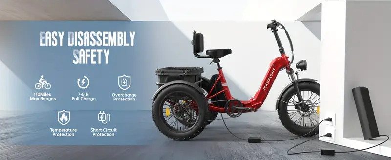   eléctrico para adultos con motor de 750 W, batería de   18 AH, clase de camioneta 500 LB de carga   eléctrico con llanta gruesa de 20 y canasta  , autonomía de 60 millas, para   y   de montaña, Husky detalles 6