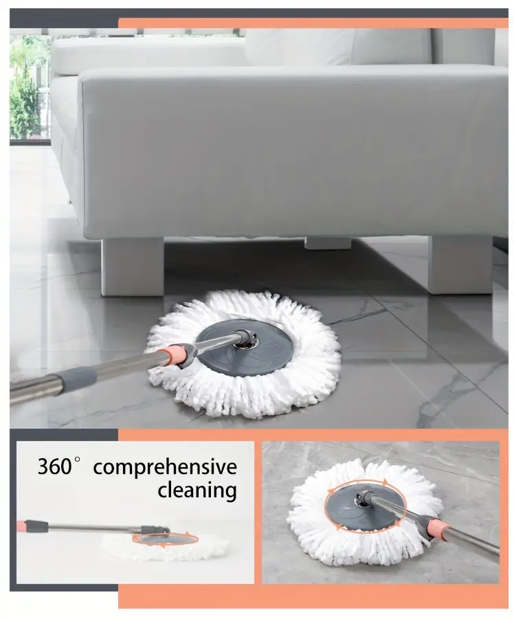 1 Set, Conjunto De Fregona Y Cubo Giratorio Para El Hogar, Fregona De Piso Giratoria, Fregona De Lavado Sin Manos, Fregona De Eliminación De Polvo, Uso En Seco Y Húmedo, Perfecto Para El Hogar, Cocina, Baño, Suministros De Limpieza, Herramienta De Limpieza detalles 5