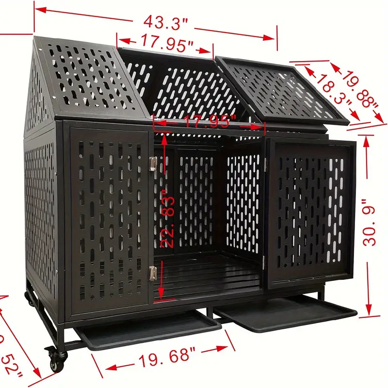 Jaula para perros de alta resistencia, jaula-kennel, techo  , parque de juegos de metal resistente, adecuado para perros de tamaño   y mediano, con cuatro cierres resistentes y cuatro ruedas bloqueables, 45 /   detalles 1