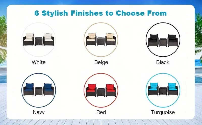 Conjunto De Muebles De Patio De Ratán Costway De 3 Piezas, Conjunto De Conversación De   De Mimbre Con 2 Sillones Acolchados Y Mesa Con Tapa De Vidrio, Conjunto De Sofá De Ratán Para Exteriores Para Patio, Porche,   Y Piscina detalles 5