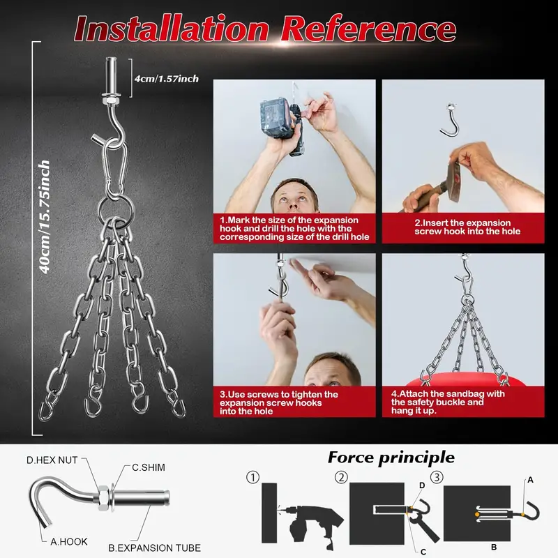 Bolsa de boxeo colgante para adultos, equipo de entrenamiento de boxeo de cuero de PU súper, saco pesado con guantes de MMA de 12OZ, juego de sacos de boxeo sin relleno para entrenamiento de karate, kickboxing, muay thai detalles 4