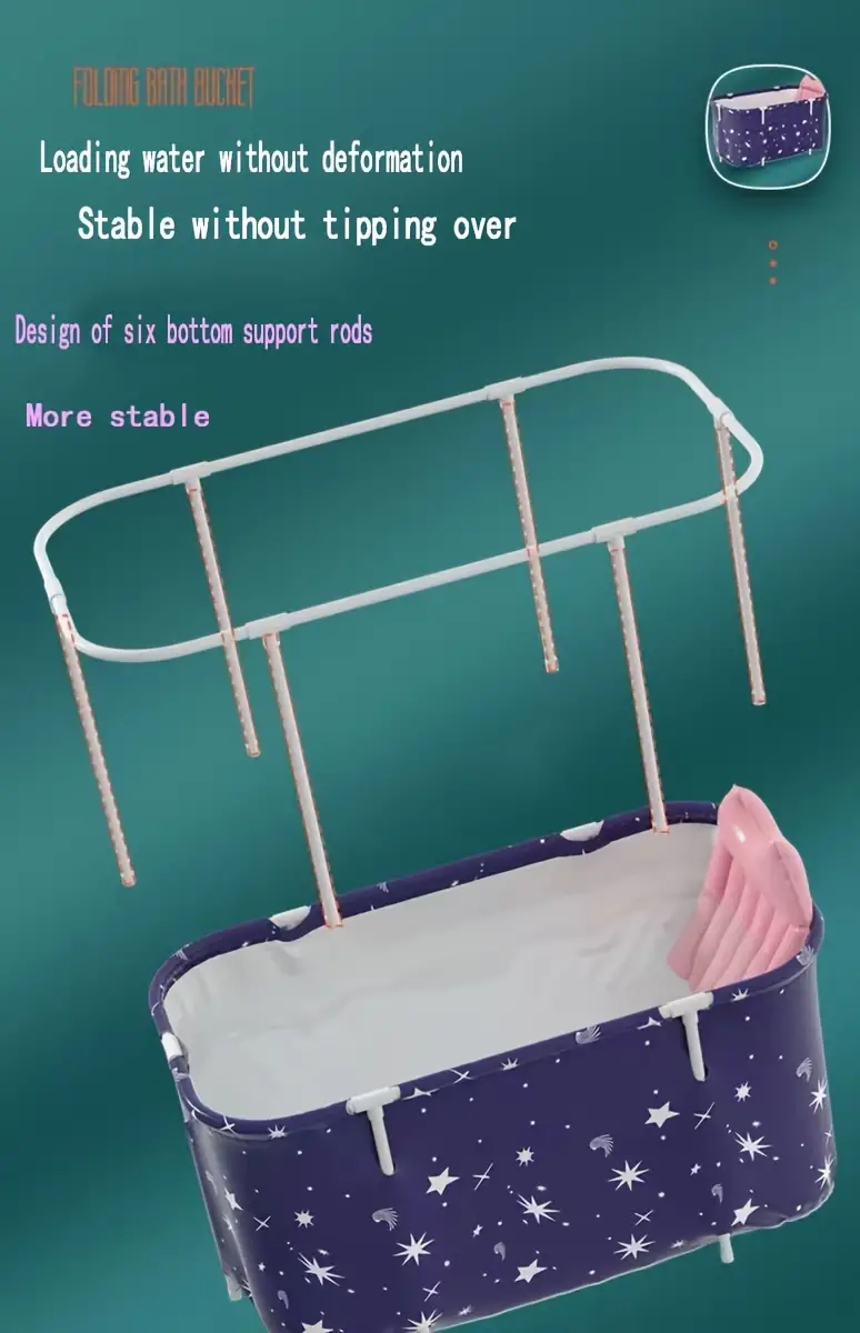 Bañera plegable que ahorra espacio, experiencia de spa, respaldo estándar, almacenamiento conveniente, con diseño de estrellas y  , para baños pequeños y uso doméstico. detalles 3