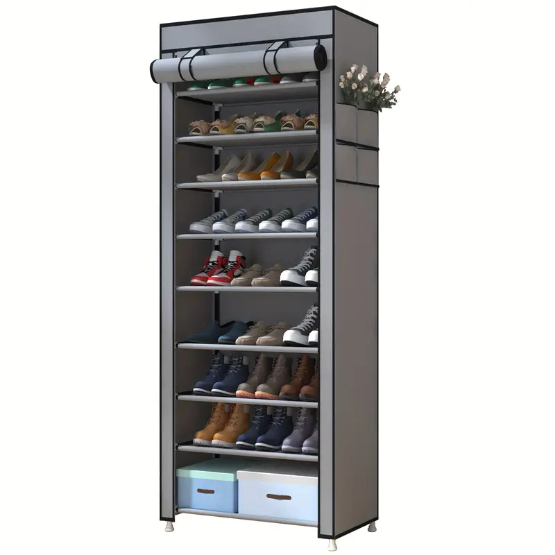 1 pza. Organizador de zapatos de alta capacidad de   con cubierta antipolvo, zapatero de entrada que ahorra espacio, fácil de montar, adecuado para zapateros y armarios domésticos. detalles 1