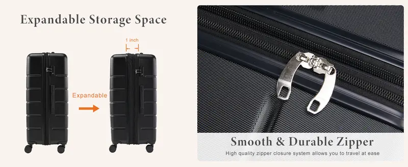 Equipaje de de 20/24/28 pulgadas, maleta rígida de ABS con ruedas giratorias dobles, equipaje expandible con cerradura TSA detalles 4