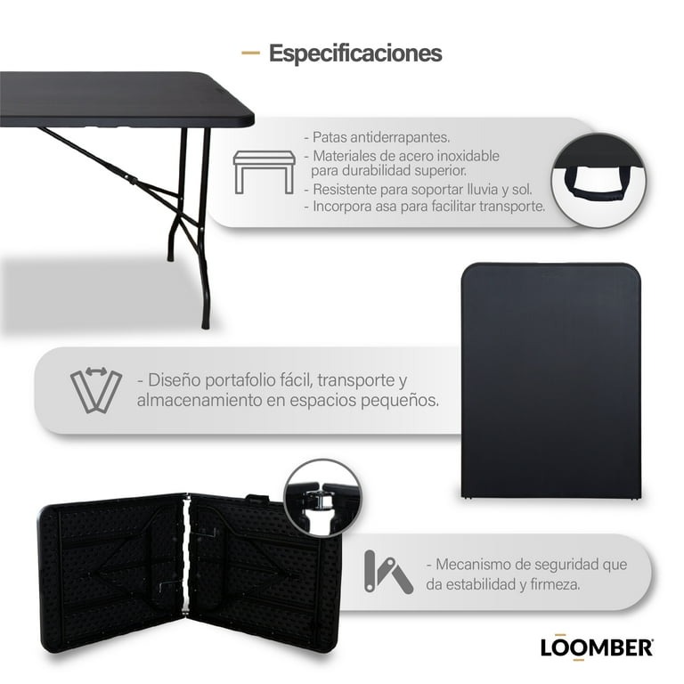 Combo de 2 Mesas Plegables Negras 180