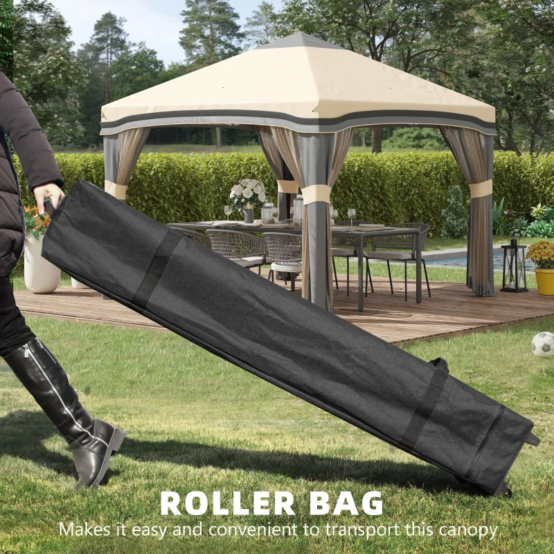 Tienda de campaña con dosel emergente de 10' x 10' con red, carpas instantáneas para fiestas, altura ajustable, con bolsa de transporte con ruedas y 4 bolsas de arena para exteriores, jardín, patio