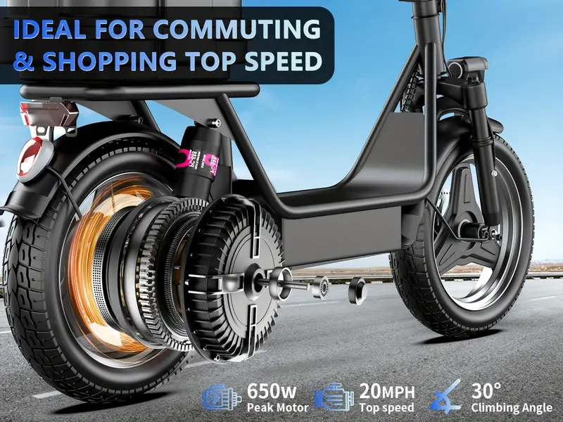 Patinete eléctrico para adultos, Motor de 500W (pico de 650W), Velocidad de 20mph, Alcance de 30 , Patinete eléctrico con asiento, de disco dobles, Patinete eléctrico para desplazamientos y viajes detalles 3