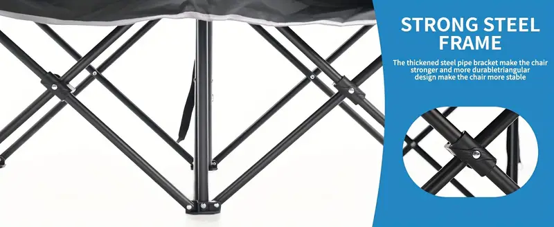 Silla de camping doble  , silla de camping acolchada para   adultos, silla plegable de gran tamaño, silla de camping, tumbona de jardín, sillas de salón para adultos. detalles 5