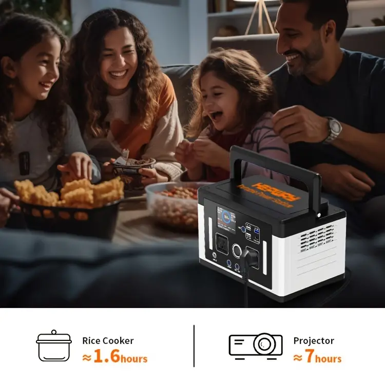 Estación de energía portátil Eurler   700W con capacidad de 577Wh       y emergencias, todo en  . Almacenamiento de energía   con batería  .   de CA 120V   700W. detalles 2