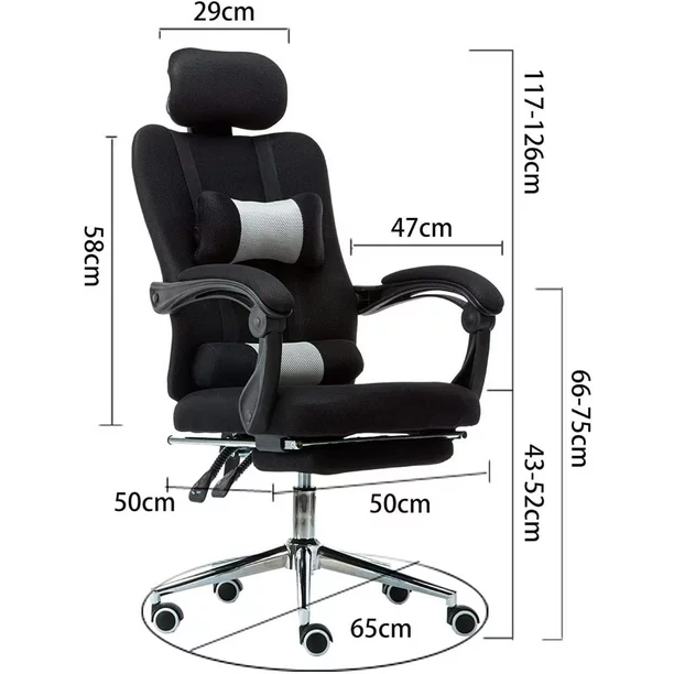 Silla Ejecutiva Ergonómica Con Altura Ajustable de Escritorio Sillón para Oficina con Reposacabezas Y Reposapies Incluye Cojín Lumbar Lumax Color Negro