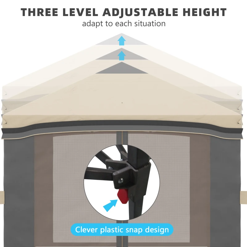 Tienda de campaña con dosel emergente de 10' x 10' con red, carpas instantáneas para fiestas, altura ajustable, con bolsa de transporte con ruedas y 4 bolsas de arena para exteriores, jardín, patio