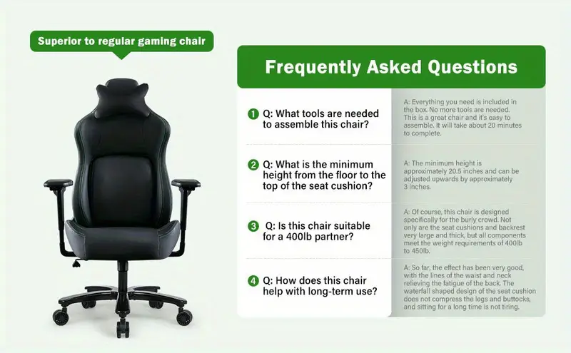 Silla de juego y para adultos de 450 - Silla de ergonómica resistente con base de metal , soporte lumbar y reposabrazos mejorados Respaldo y tamaño Silla de computadora detalles 3