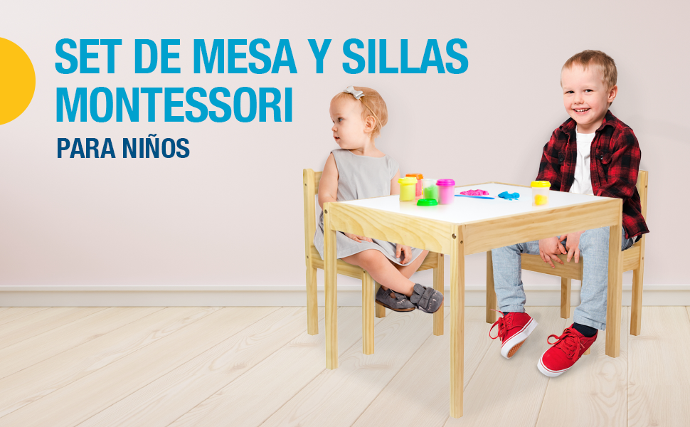 set de mesa y sillas montessori par ni&ntilde;os