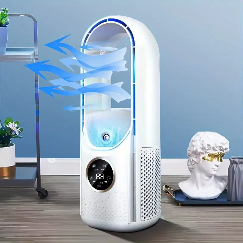 Aire acondicionado portátil sin con luz nocturna - Humidificador y purificador de 6 velocidades, enfriador de escritorio USB silencioso para dormitorios y habitaciones detalles 0