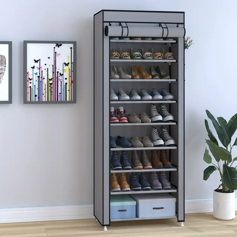 1 pza. Organizador de zapatos de alta capacidad de   con cubierta antipolvo, zapatero de entrada que ahorra espacio, fácil de montar, adecuado para zapateros y armarios domésticos. detalles 5