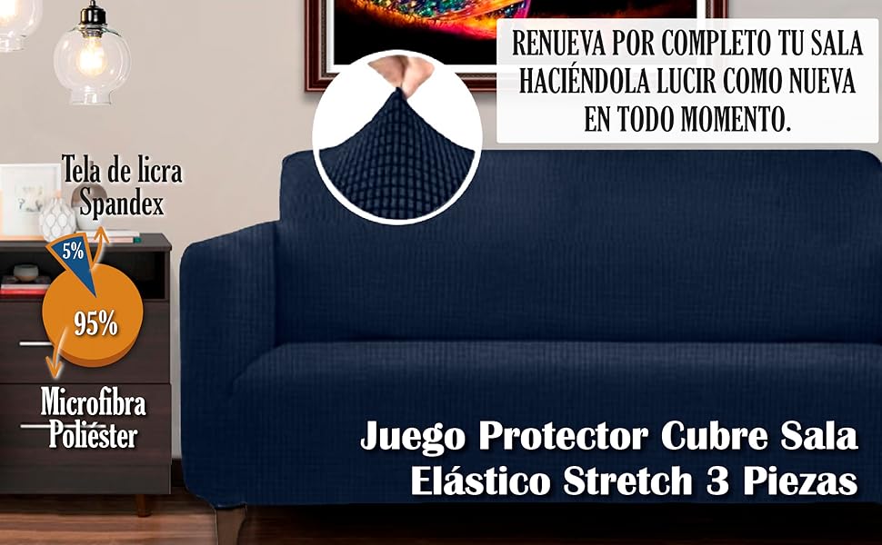 cubresala stretch, cubresala elástico, cubresala ajustable , funda sillones , melocotton 