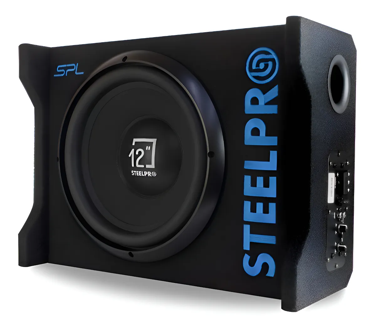 Subwoofer 12' Amplificado 1200w Spl Alta Presion Steelpro Color Negro