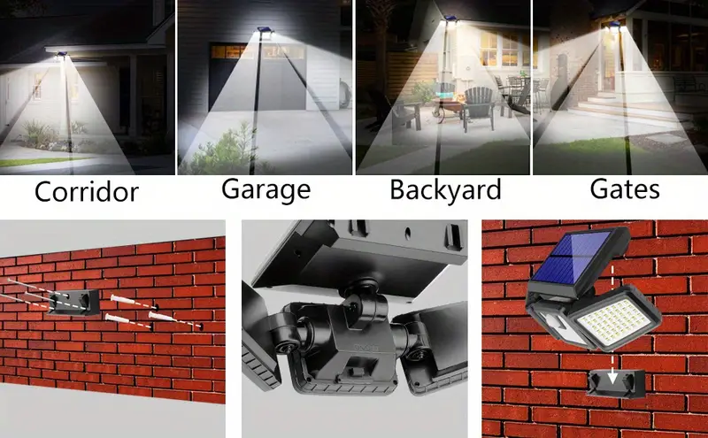 2 Paquetes/1 Paquete Luz Solar para Exteriores 4500LM 220 LED Luz de Seguridad con Control Remoto, Luz de Sensor de Movimiento de  , Luz de Pared de Inundación de   de  °, Resistente al Óxido, 3 Modos detalles 3
