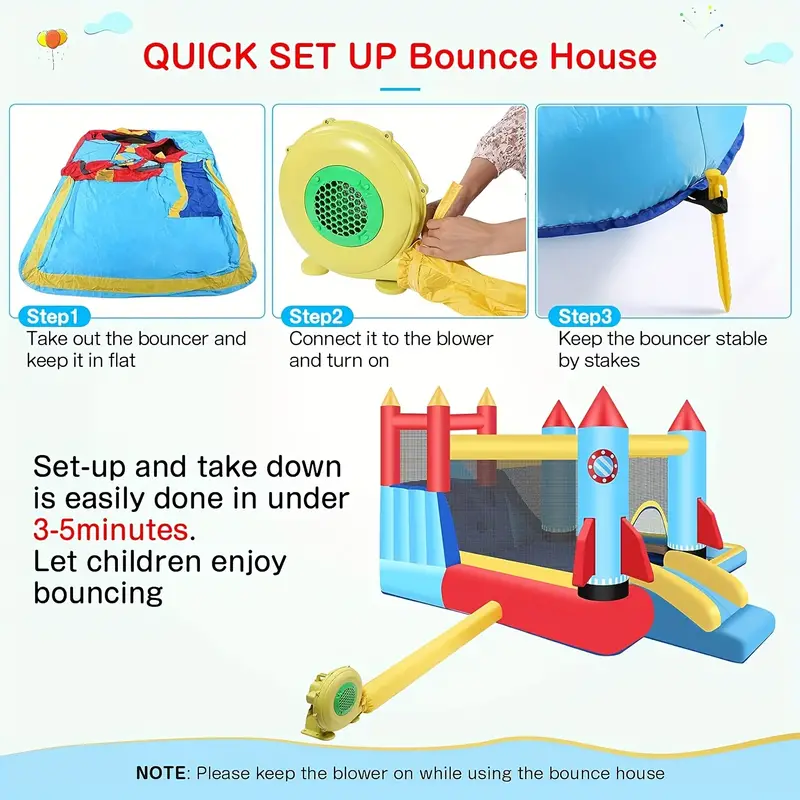 Casa Inflable para Saltar, Castillo Hinchable con Tobog&aacute;n y Soplador, Cama El&aacute;stica para Ni&ntilde;os con Piscina de Bolas, Doble Tobog&aacute;n y Pared de Escalada, Edades 3-12 A&ntilde;os, Regalo para Halloween y Navidad en Interiores/Exteriores detalles 0