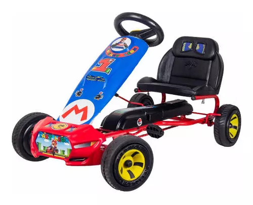 Vehículo a pedal auto/camioneta Go Kart León Mario Bros color azul