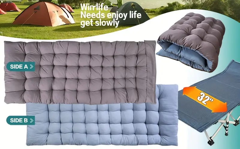 Cama de camping extragrande XXL de 32 pulgadas de ancho con   colchón, cunas extra anchas para dormir, cama plegable para  , cama de camping resistente con bolsa de transporte para adultos,   en casa   detalles 2