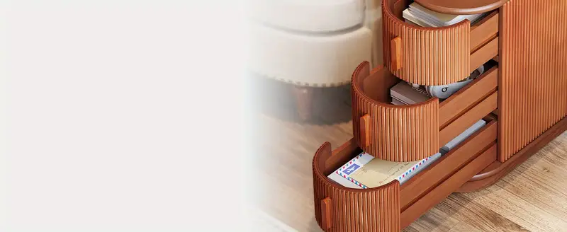 Mesa auxiliar de sofá   de 3 cajones, mesa auxiliar de    , mesa auxiliar estrecha    ,   de        , dormitorio,   acabado, no requiere  , nogal detalles 4