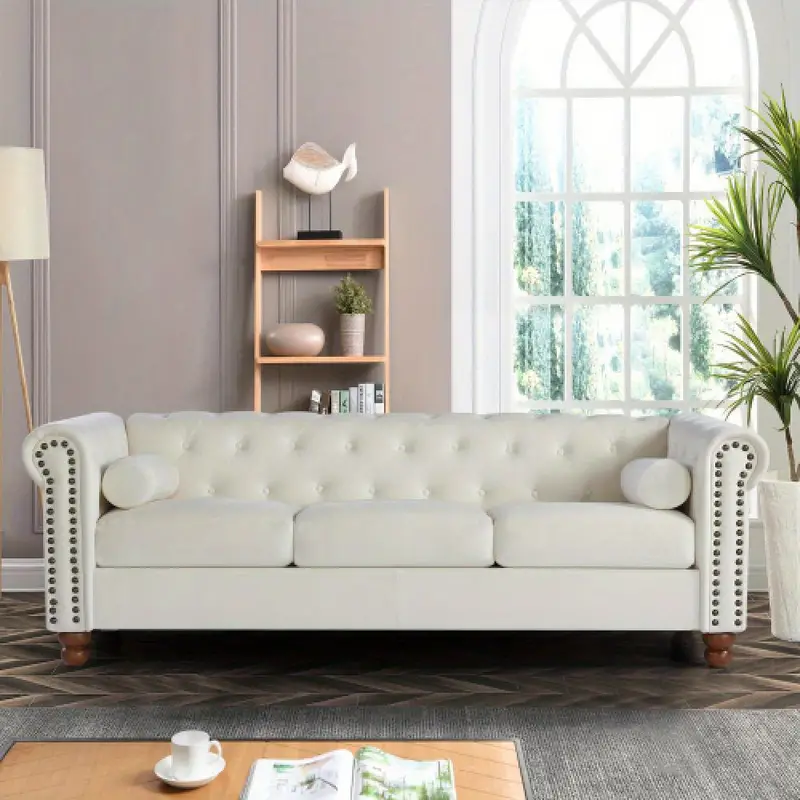   sofá tapizado de   tradicional con terciopelo/sofá Chesterfield capitoné,     detalles 0