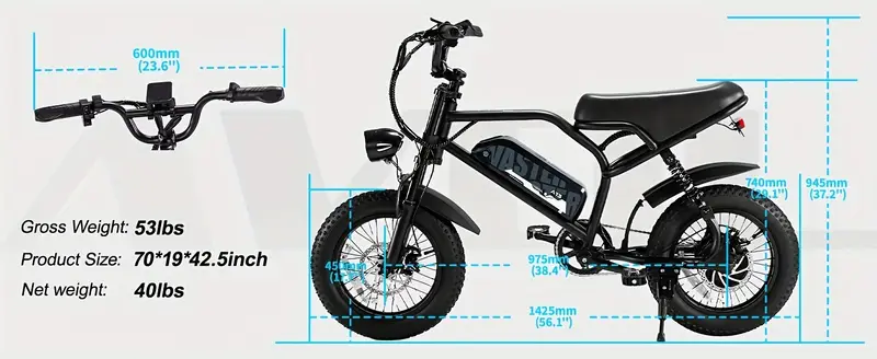 eléctrica, eléctrica de montaña adultos, eléctrica de 16 pulgadas con neumáticos gruesos, asiento más , de de 800 W, batería extraíble de 36 V/12.8 Ah, suspensión de horquilla delantera, 20 MPH, eléctrica de montaña de 35 , de y desplazamientos. detalles 9