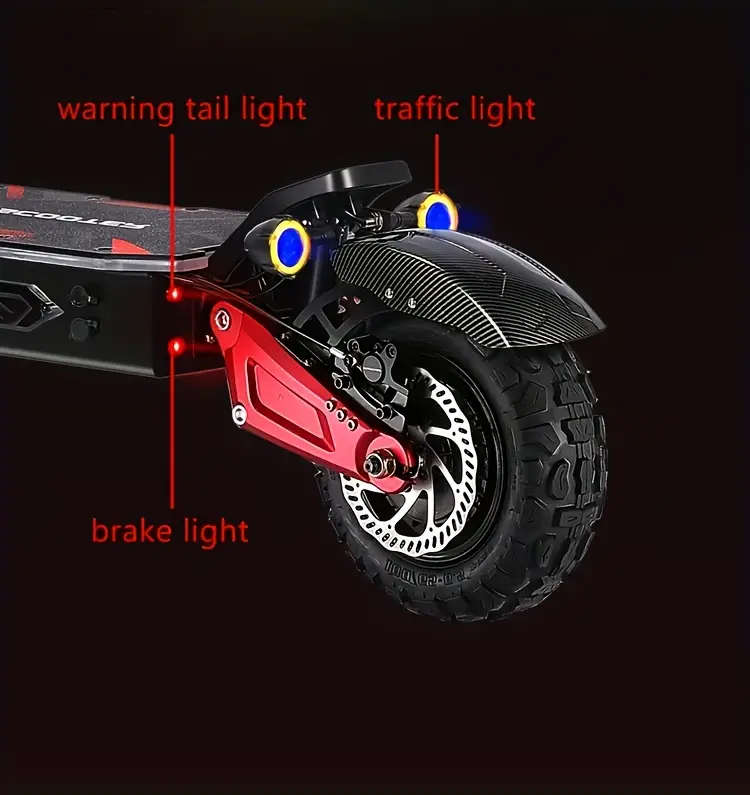 Patinete eléctrico   velocidad con   motor, carga   de 200 kg, con faros   y luces RGB  , grado   de 45°, batería   de 60V38Ah, autonomía de 120 km para adultos. detalles 7