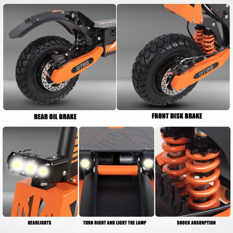 Scooter Eléctrico para Adultos, Doble Motor con Potencia Promedio de 750W, Batería de 60V 27AH de Alto Alcance, Velocidad Promedio de 20MPH, Neumáticos Todoterreno de 11 Pulgadas, Scooter Deportivo Plegable con Asiento detalles 6