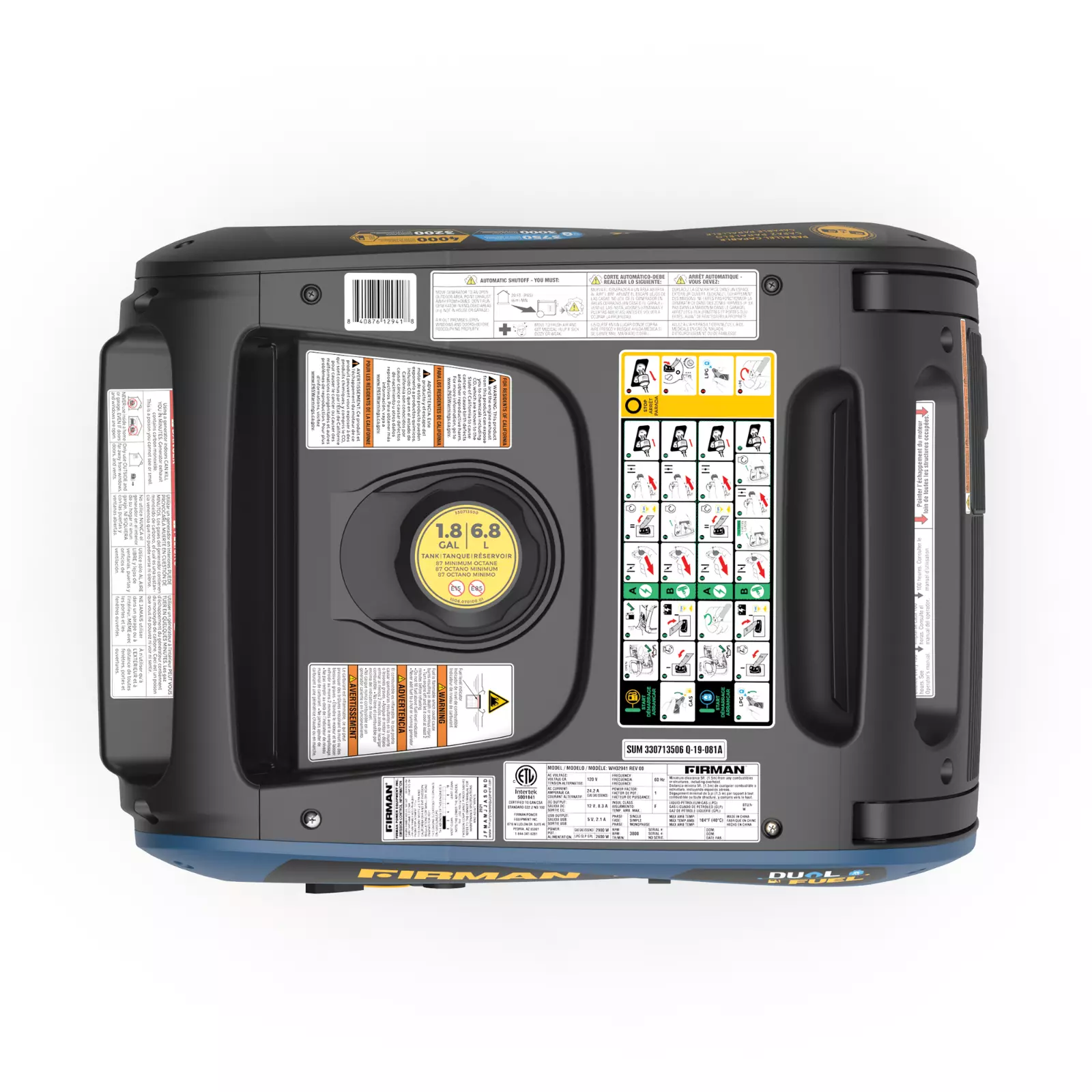 Generador inversor de combustible dual con arranque eléctrico FIRMAN WH03242F de 4000 W