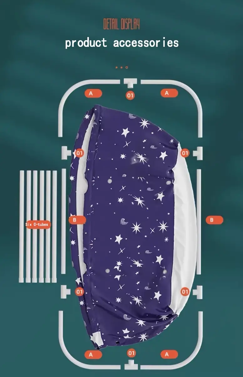 Bañera plegable que ahorra espacio, experiencia de spa, respaldo estándar, almacenamiento conveniente, con diseño de estrellas y  , para baños pequeños y uso doméstico. detalles 1