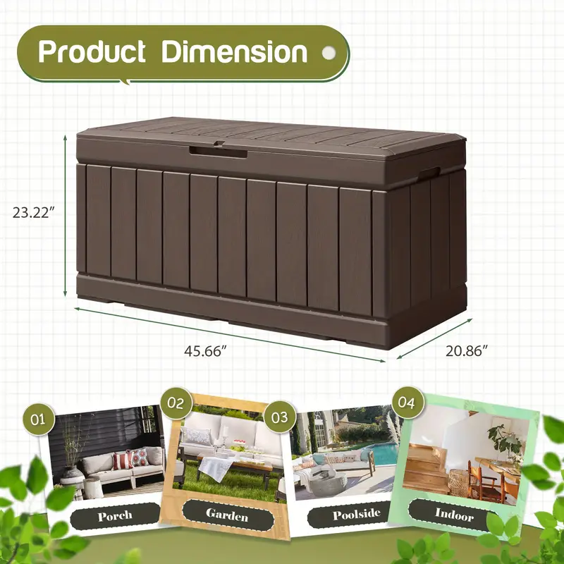   de almacenamiento para   de 85 galones,   de almacenamiento   de resina para exteriores, impermeable,   para   con   con cerradura para muebles de patio, herramientas de piscina, equipos para exteriores y herramientas de jardín detalles 4