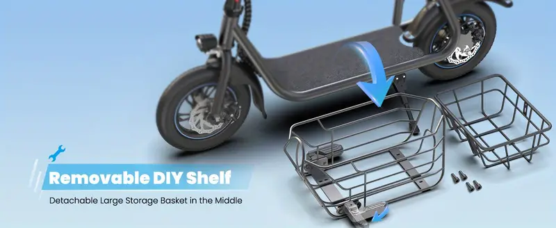 Scooter eléctrico de 550W con cesta para perros, alcance de 20 millas, velocidad de hasta 18.6 MPH, amplio espacio de almacenamiento para mascotas y carga detalles 3