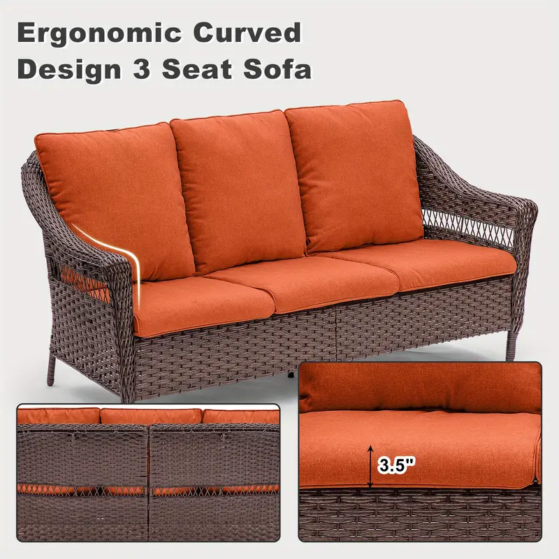 Sofá de     exteriores de 3   - Sofá de conversación de mimbre de ratán   todo   con asiento      ,  ,  ,   -  /  detalles 2