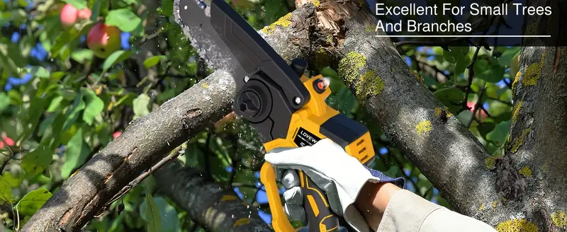 Mini motosierra inalámbrica, motosierra eléctrica de mano de 6 pulgadas con batería de 3.0Ah, velocidad de 23 pies/s - Tensado automático de   y engrasador automático para ramas de árboles, patio, hogar y jardín detalles 2