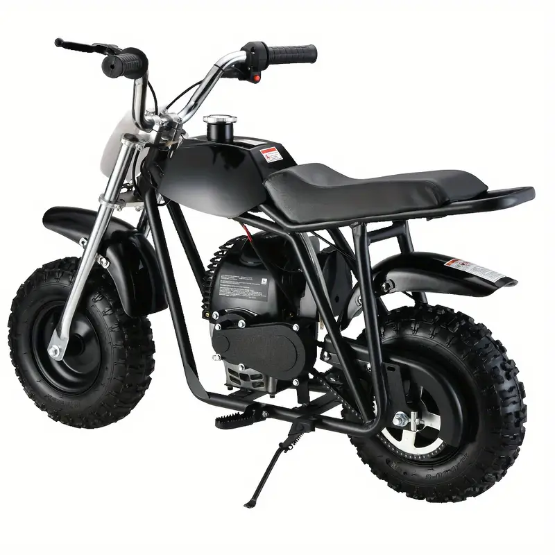 Motocicleta a gasolina de 40 cc, monocilíndrica de 4 tiempos,   de velocidad máxima de 20 mph, con tanque de 1.8 L, frenos de disco, moto de cross todoterreno para adultos aprobada por la EPA, capacidad máxima de 143 libras, negra. detalles 0