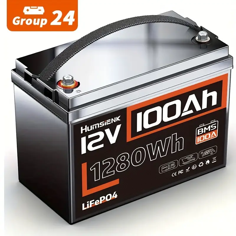 1 pza. Bater&iacute;a de litio Humsienk 12V 50/100Ah LiFePO4 - 20000 ciclos, BMS 50/100A integrado, protecci&oacute;n contra bajas temperaturas - Ideal para RV, camping y almacenamiento de energ&iacute;a en el hogar - Compatible con el grupo 24 detalles 0