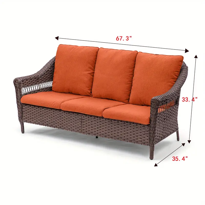Sofá de     exteriores de 3   - Sofá de conversación de mimbre de ratán   todo   con asiento      ,  ,  ,   -  /  detalles 3