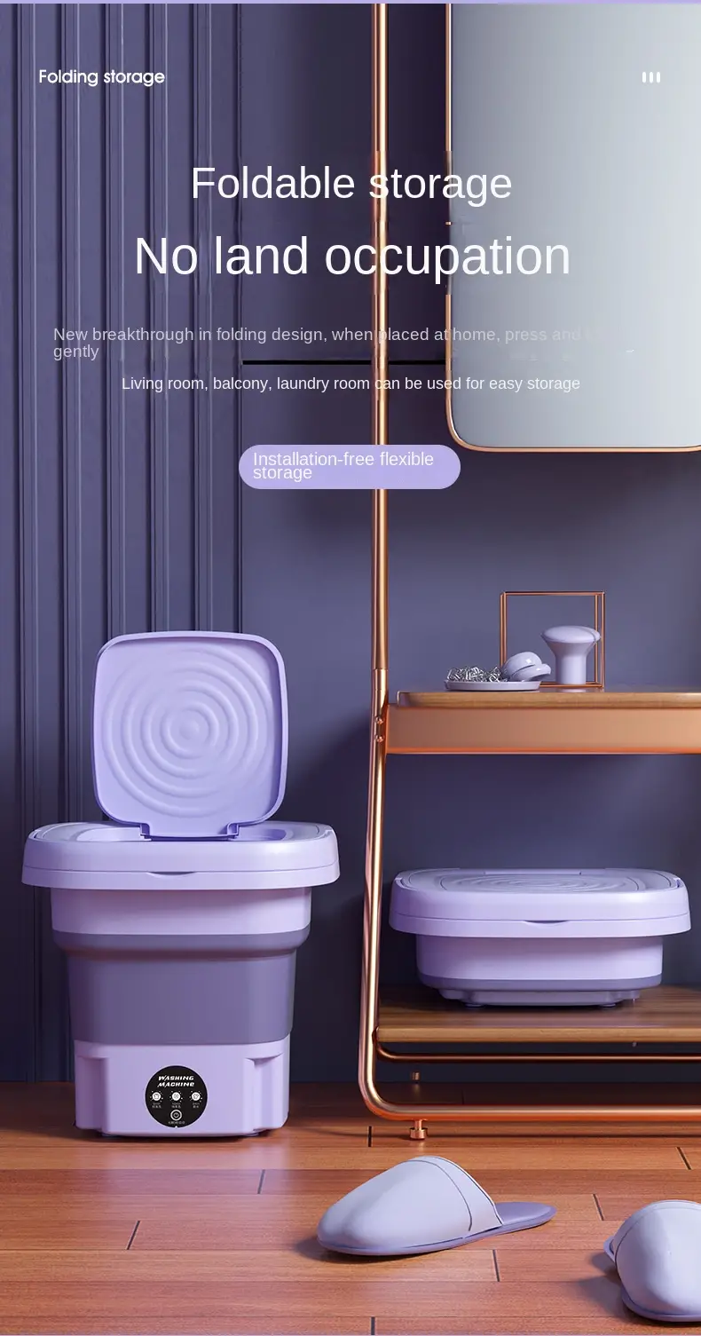 Mini lavadora plegable portátil de alta capacidad de 8 l con 3 modos de limpieza profunda Lavado semiautomático Secado suave por centrifugado para viajes en vehículos recreativos, campamentos detalles 16