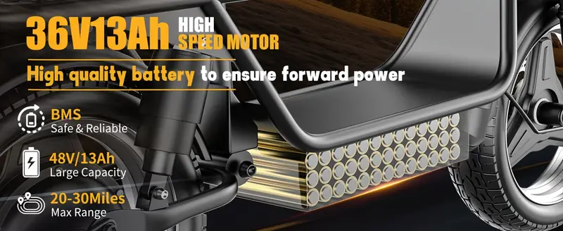 Patinete eléctrico para adultos, patinete eléctrico con asiento, motor de 500 W pico 650 W, hasta 20 MPH y 30 millas de autonomía, batería de 36   AH, neumático de 14 pulgadas, con caja trasera. detalles 4