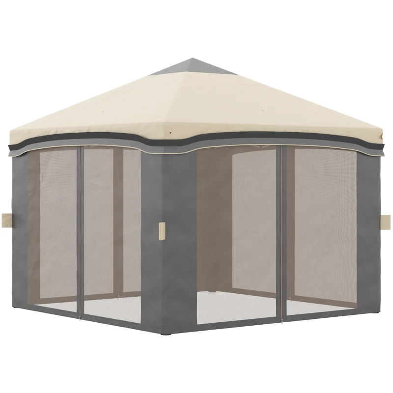 Tienda de campaña con dosel emergente de 10' x 10' con red, carpas instantáneas para fiestas, altura ajustable, con bolsa de transporte con ruedas y 4 bolsas de arena para exteriores, jardín, patio