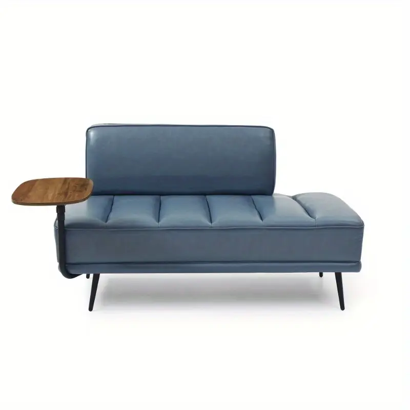 modern grey   leather bench 55 wide upholstered end of bed couch with 360 swivel tray ottoman for living room bedroom storage details 2
