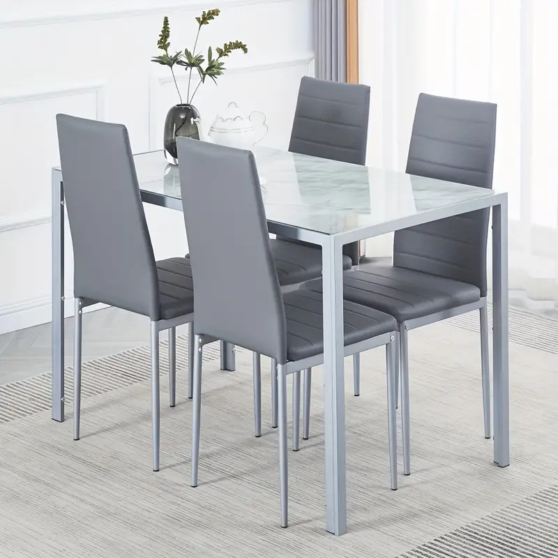   de 5   de mesa de   de     de 47 y 4 sillas de   acolchadas   PU    ,  , cocina. detalles 1
