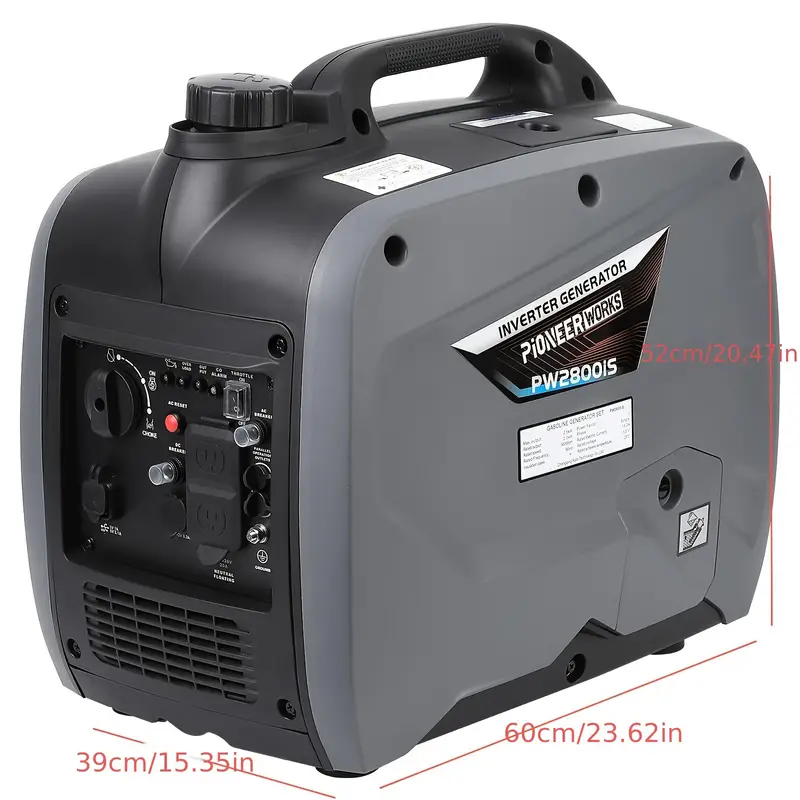 Fuente de energía de emergencia, Estación de energía portátil silenciosa - Generador inversor de 4000W, Toma de corriente de 120V AC, Funcionamiento silencioso, Alarma de seguridad de monóxido de carbono, Ideal para camping y uso doméstico detalles 6